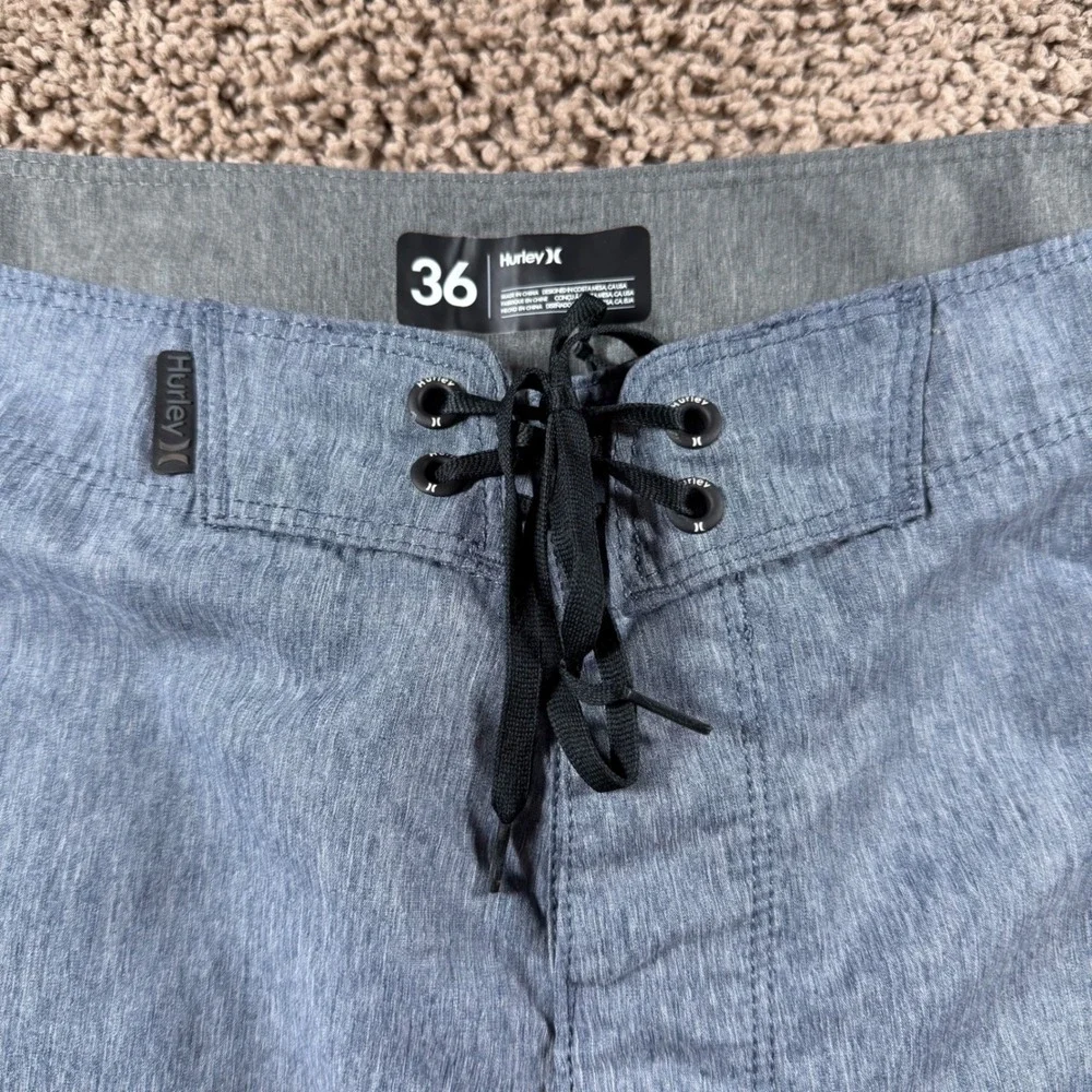 Hurley‎ board shorts Mens Blue Heathered mens 36 Logo Graphic Swim Trunks beach